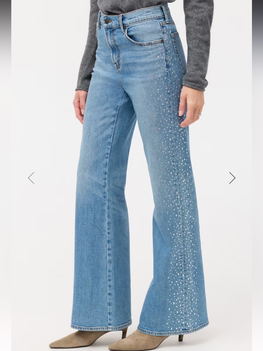 BNWT Johnny Was Light Blue Embellished THE HIGH RISE WIDE LEG JEAN- C/W JW bag
